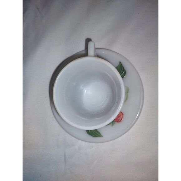 Vintage Small Strawberries Flowers Teacup & Saucer Hand Painted - Picture 3 of 7